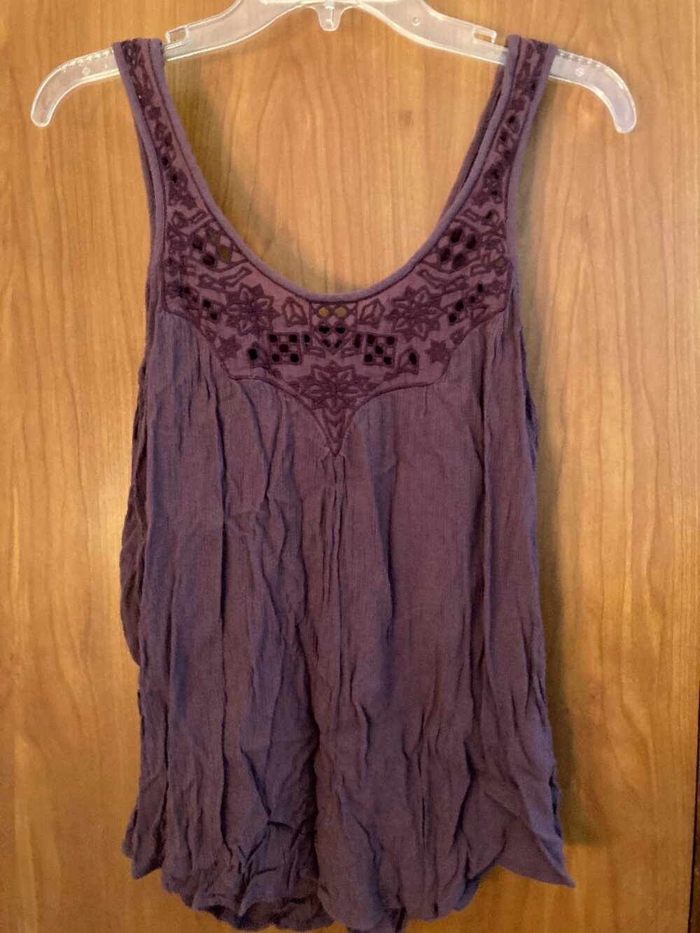 American Eagle embroidered dusty purple tank top S